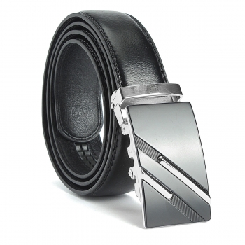 Männer Second Floor Kuhfell Gold Silber Legierung Einstellbare automatische Schnalle Gürtel Länge Randomly