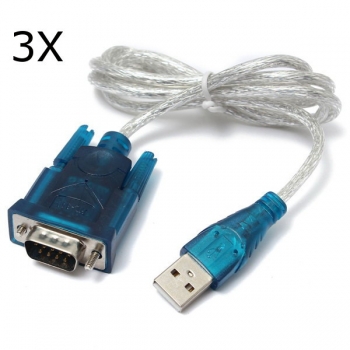 3Pcs Durchlässiger USB auf serielle RS232 9 Pin Konverter Kabel Adapter