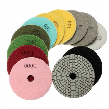 12pcs 4 Zoll 30-6000 Grit Wet Dry Diamantpolierauflagen mit Self-Adhesive Disc