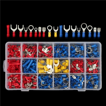 520pcs Verschiedene Crimp Elektro Splice Spade Ring Gabel Terminal Kabel Steckverbinder