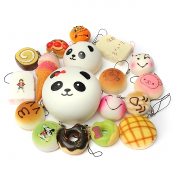 18 Stücke Zufällig Panda Cupcakes Toast Brötchen Krapfen Squishy Weicher Handyanhänger