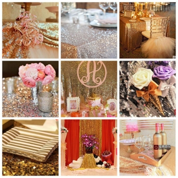 30 * 180cm Rose goldene Pailletten Tischläufer Hochzeit Tischdecke Dekorieren