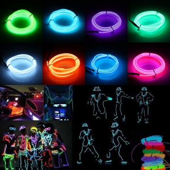 1M Led Flexible EL Draht Neon Glühen Licht Seil Streifen 12V für Weihnachtsfeiertags Party