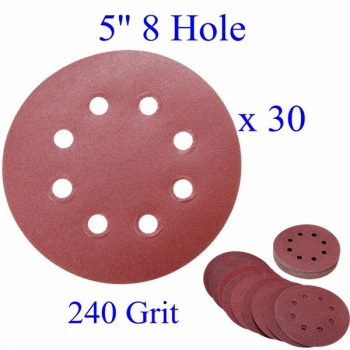 30pcs 5 Zoll 8 Loch 240 Grit Sand Disc Schmirgelpapier Schleifwerkzeug