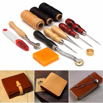13pcs Holzgriff Leder Fertigkeit Werkzeug  Kit Leder Hand Nähen Werkzeug Stanzmesser DIY Gruppe