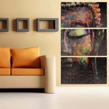 40x60cm Buddha Statuen Triple  Frameless Leinwand Ölgemälde  Wand  Kunstausgangsdekoration
