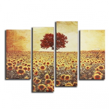 4PCS Frameless Ölgemälde Sonnenblume Leinwand Moderne Wand Kunst  Ausgangsdekoration