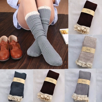 Frauen Mädchen  Stricken Häkeln Spitzen schneiden Cotton Leichtfüßig Bein Stiefel Socken Kniestrümpfe