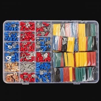 Soloop 350pcs Terminals Connectors + 328pcs 2: 1 Wärmeschrumpfschlauch Assorted Box Kit