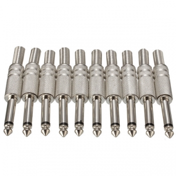 10Pcs 1/ 4 Zoll Metall Male monaurale Audiokabel Jack  Anschlussstecker