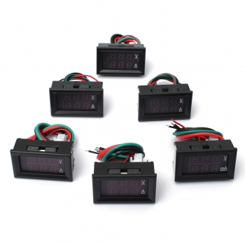 0.28-Zoll-Dual-Display-Rot Blau LED Panel-4.5-30V Digital-Voltmeter Amperemeter 1-100A