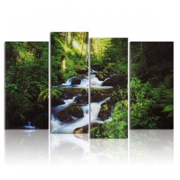 4PCS Segeltuch Anstrich Waldstrom modernes Abbildungs Ausgangswand Dekor