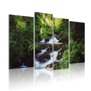 4PCS Segeltuch Anstrich Waldstrom modernes Abbildungs Ausgangswand Dekor