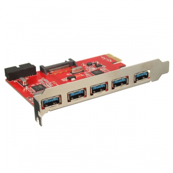 5 Port PCI-E PCI Express auf USB 3.0 HUB Erweiterungskarte SATA Adapter für WIN 10