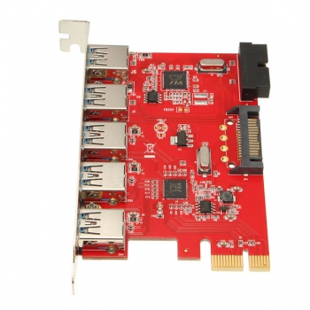 5 Port PCI-E PCI Express auf USB 3.0 HUB Erweiterungskarte SATA Adapter für WIN 10
