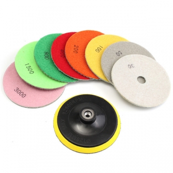 8pcs 4 Zoll 30-3000 Grit Diamond Polierpads mit Backer Pad für Granit Stein Beton Marmor