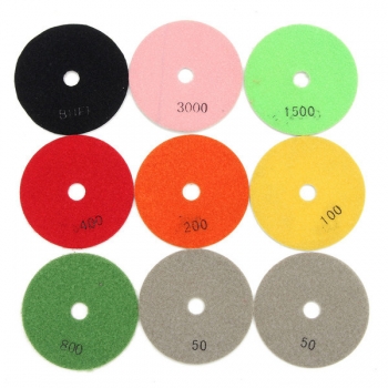 10pcs 4 Zoll 50-3000 Körnung nass trocken Diamantschleif Pads Set Diamantschleif Werkzeug
