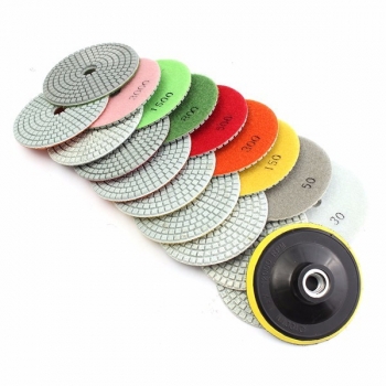 19pcs 4 Zoll 30-3000 Korn-Diamant-Polierauflagen mit M16 Gegenstück