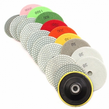 19pcs 4 Zoll 30-3000 Korn-Diamant-Polierauflagen mit M16 Gegenstück