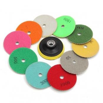 11pcs 80mm 30-3000 Korn-Diamant-Polierauflagen mit M14 Gewindeauflage