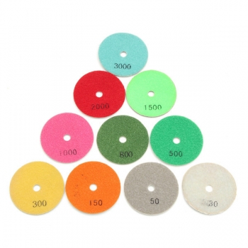 11pcs 80mm 30-3000 Korn-Diamant-Polierauflagen mit M14 Gewindeauflage