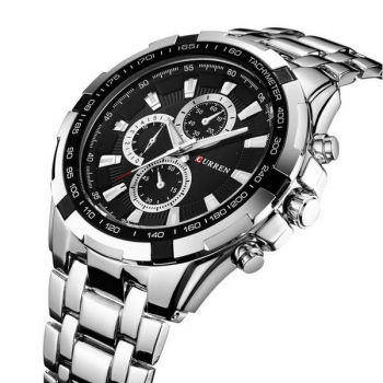 Curren 8023 Art  und Weisemann Art Uhr wasserdichte gefälschte drei Vorwahlknopf analoge Quarz Uhr