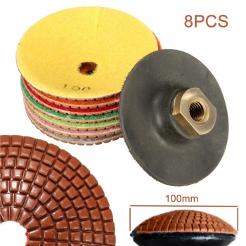 8pcs 4 Zoll 100mm Diamant-Polierkissen Schleifscheiben für Stein Marmor Granit