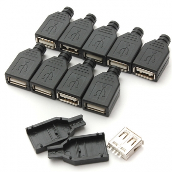 10Pcs USB2.0 Art-A Stecker 4 Pin-weibliche Adapter-Verbindungsstück-schwarze Plastikabdeckung