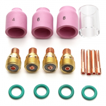 16Pcs Schweißen Keramik Düse Gas Linse Glas Cup Kit für WIG WP-9/20/25 Serie
