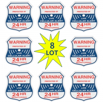 8pcs Warnungs-Einbrecher-Sicherheits-Überwachungs-Aufkleber-Ausgangsfenster-Warnung Abziehbild-Zeichen