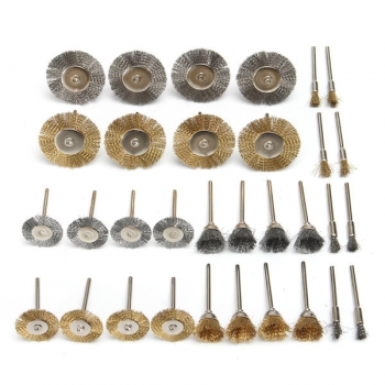 32pcs Messing Stahldraht Polierbürsten Set Polierräder Kit für Rotary Tools