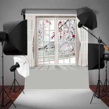 5x7FT Fotografie Kulisse Blüte Blume Fenster Vorhang Studio Foto Hintergrund
