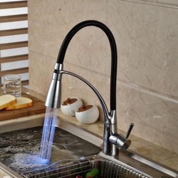 LED Küchenspüle Wasserhahn schwarz verchromt Kalt Hot Pullout Spray Wasserhahn Mixer Hähne
