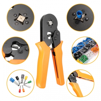 Excellway® 800 PCS-Steckverbinder Klemme mit verstellbarer Ratsche Crimpzange Crimper Tool Satz