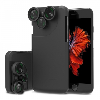 4In1 Kameraobjektiv Satz Fisheye + Makro + Weitwinkel + CPL + Telefon Fall für iPhoneX 8 / 8Plus 7 / 7Plus