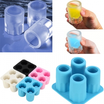 4 Cup Form Silikon Shooter Eis Cube Glas Mold Maker Sommer Cool Accessorier Ive Mould