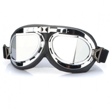 Universal Motorrad Roller Goggle Silber Objektiv 