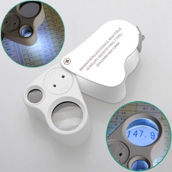 2 in 1 30x22mm 60x12mm Glass Magnifier LED Objektiv Loupe 