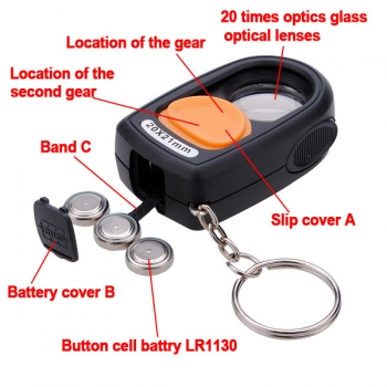 20x 21mm Magnifying Glass Eye Loupe LED Licht Mini Compass