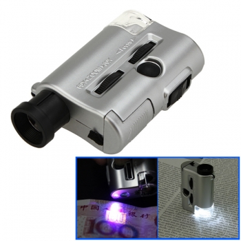 Mini 30-60x Taschenmicroskop Lupe LED UV-Licht Lupe