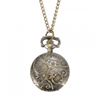 Bronze Schmetterling Engrave Quarz Taschenuhr Anhänger Kette Halskette