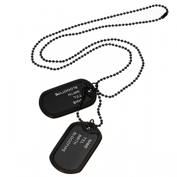 Herren Schwarz Militärarmee 2 Dog Tags Ketten hängende Halskette N045