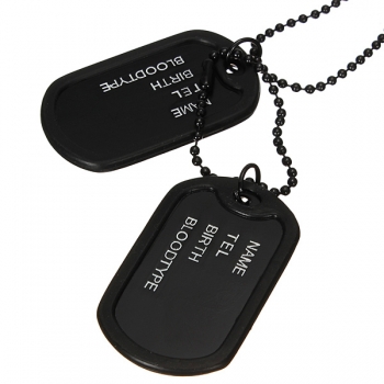 Herren Schwarz Militärarmee 2 Dog Tags Ketten hängende Halskette N045