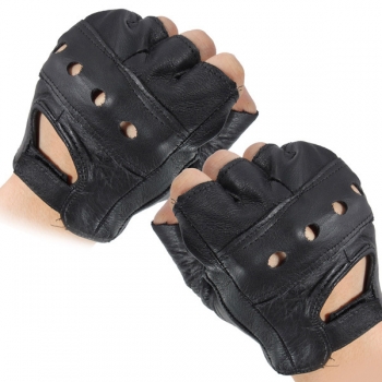 Medium Fingerlose Leder Motorradhandschuh Entlüfteter Kuhfell Multi-use