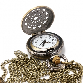 Vintage Steam Punk Quarz Bronze Halskette Tasche Damen Uhr