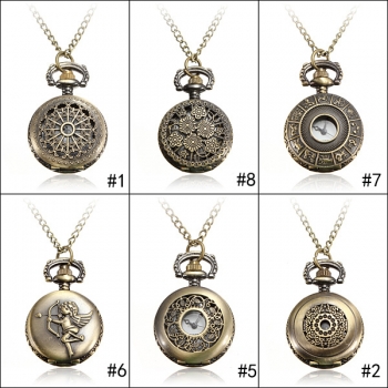 Vintage Steam Punk Quarz Bronze Halskette Tasche Damen Uhr