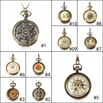 Weinlese Bronze Steam Punk Mechanische Quarz Taschen Frauen Uhr