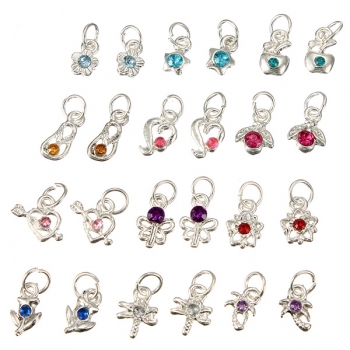 24pcs Dangles Ringe Rad Metall Strass Nail Design Schmuck