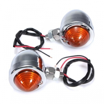 12V Red Dual Filament Chrome Bullet Blinker Pair für Harley