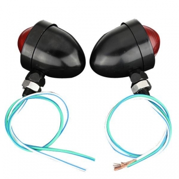 12V Red Dual Filament Chrome Bullet Blinker Pair für Harley